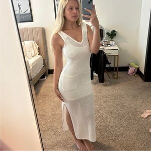 STAUD Current White Knit Dress